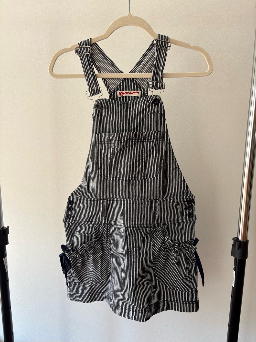 Navy Striped Women’s Overall Dress